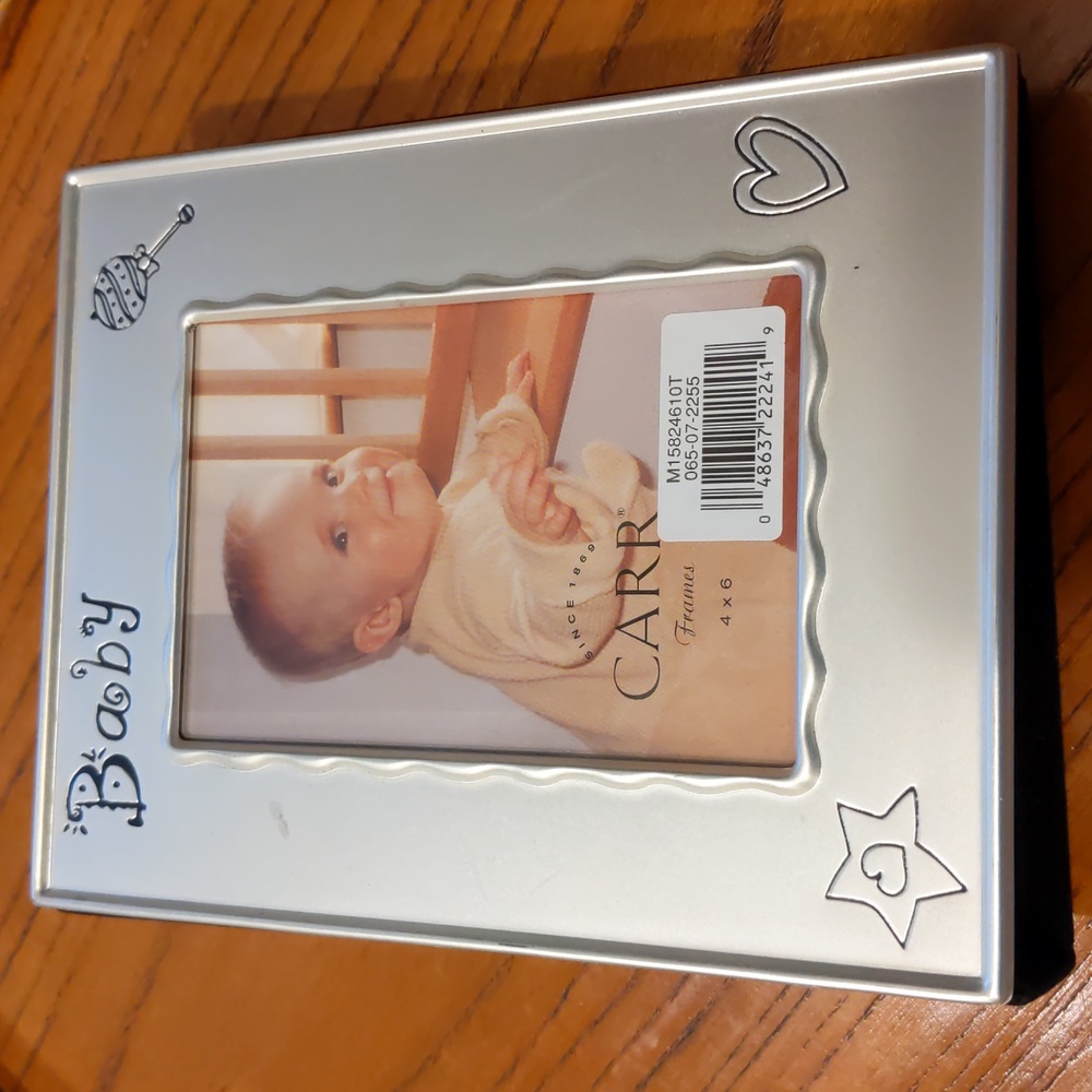 Carr silver plate baby photo album photo frame 4x6 60 photos black velvet